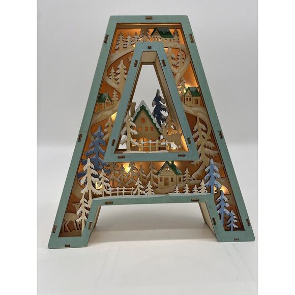 Anthropologie Monogram Wonderland Light-Up Scene Letter “ A” Holiday Christmas - Picture 4 of 4